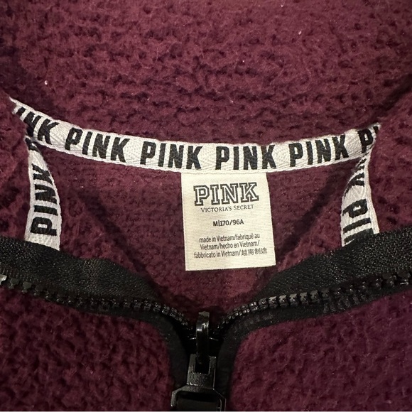 Victoria Secret Pink Cozy Sherpa Pullover Quarter Zip Purple Plum - Picture 9 of 14